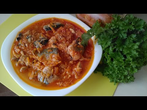 Как приготовить на зиму-- скумбрию в томате. Вкусный и простой рецепт.